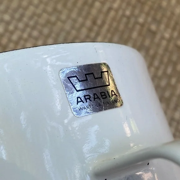 Rare 1960s Finland Kaj Franck for Arabia White Enamel Pitcher
